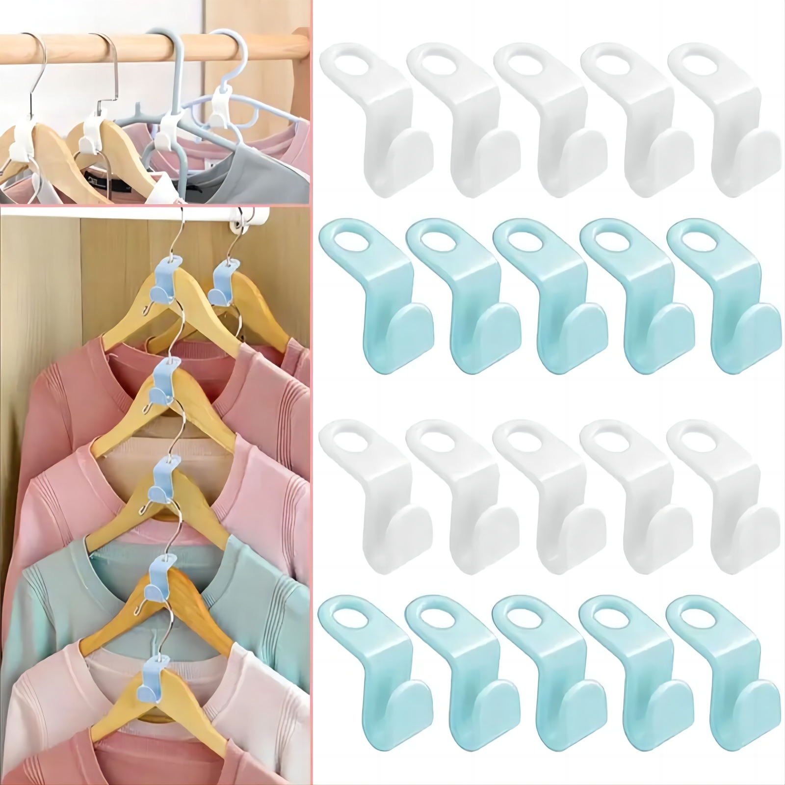 20pcs Clothes Hanger Connector Hooks Plastic Hanging Stackable