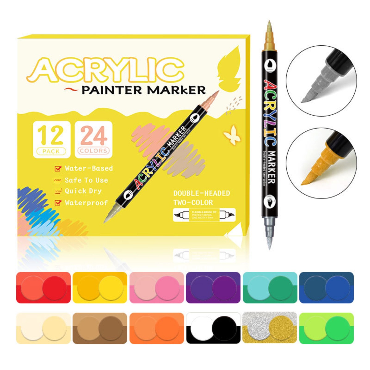 12pcs Color Art Markers Double ended Sketch Markers Set For - Temu