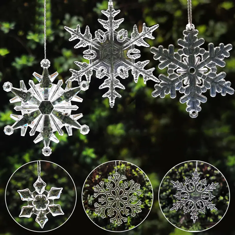 Transparent Plastic Crystal Snowflake Pendant Ornament - Temu