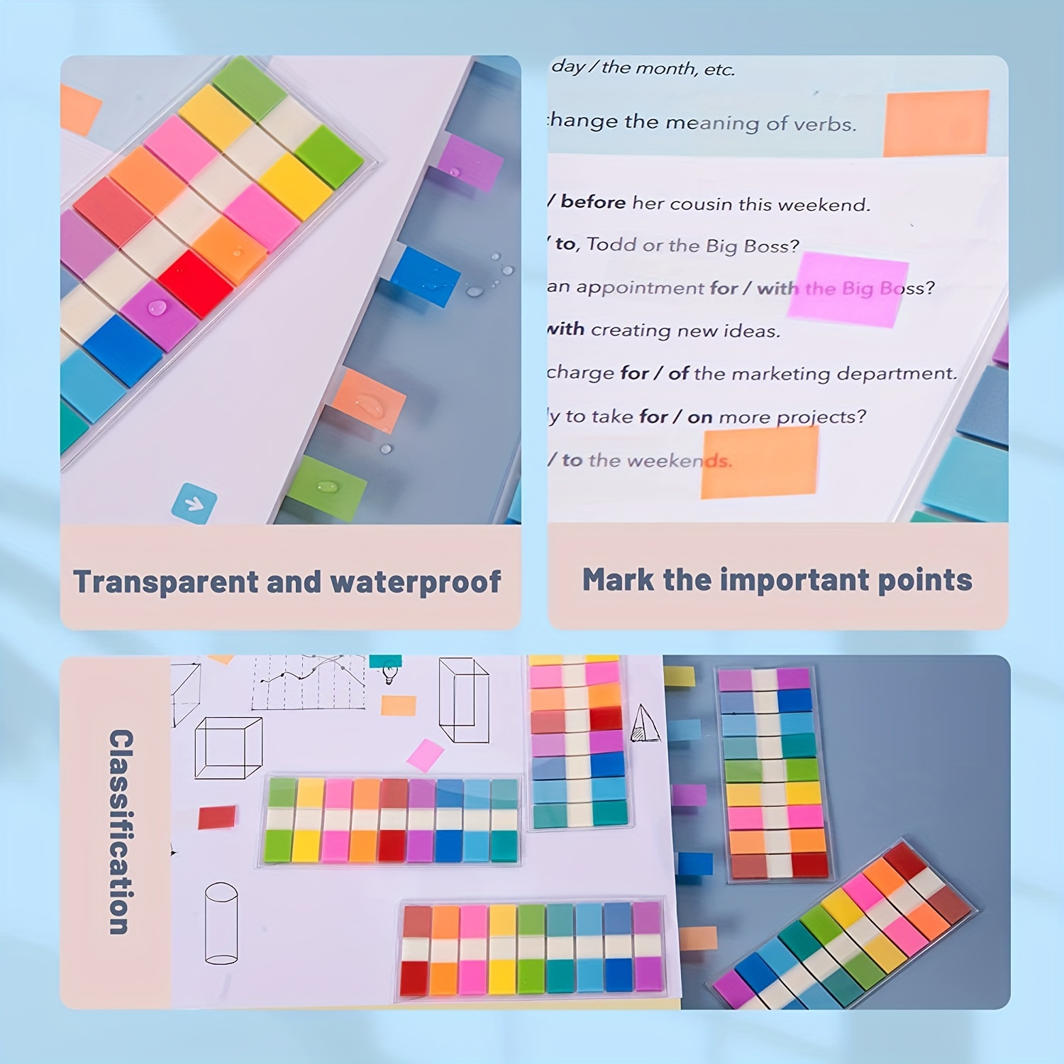 Transparent Sticky Notes 10 color Pop Up Water Proof Index - Temu