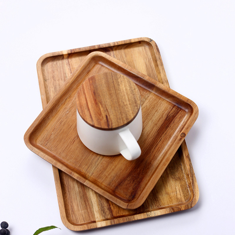 japanese round tray solid wood dinner plate afternoon tea small snack plate coffee cup tray swing pat plate for restaurants cafe details 10