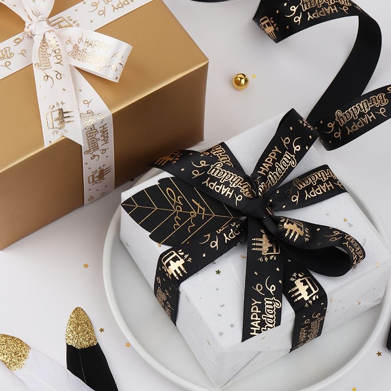 Christmas Happy-birthday Ribbon Printing Polyester Ribbon For Handmade  Design Birthday Decoration Gift Packing New Year Christmas Gift Packaging  Ribbons, Ribbons For Bouquets, Flower Wrapping Paper, Craft Supplies  Fabric, Handmade Wedding Bouquets