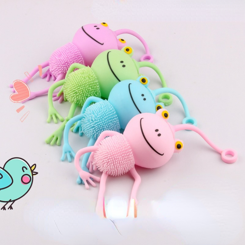 Press Bubble Frog Stress Relief Squishy Crochet Plush Toy And