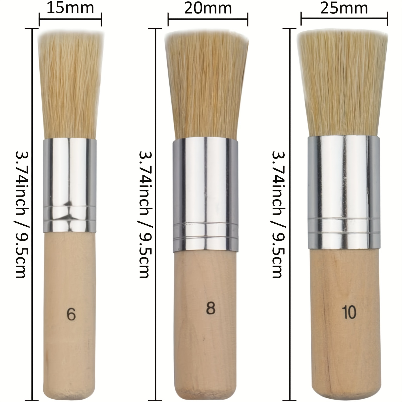 Wooden Bristle Stencil Brushes Set Wooden Handle Stencil - Temu