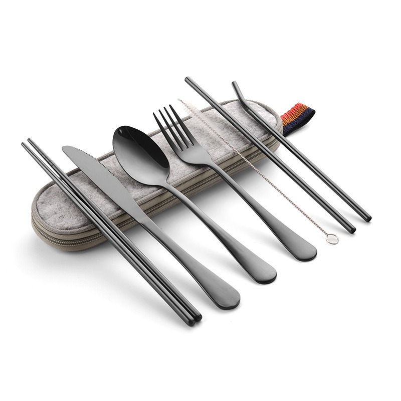 Portable Stainless Steel Flatware Set, Camping Cutlery Set, Portable Travel  Utensils Silverware Dinnerware Set With Waterproof Case - Temu