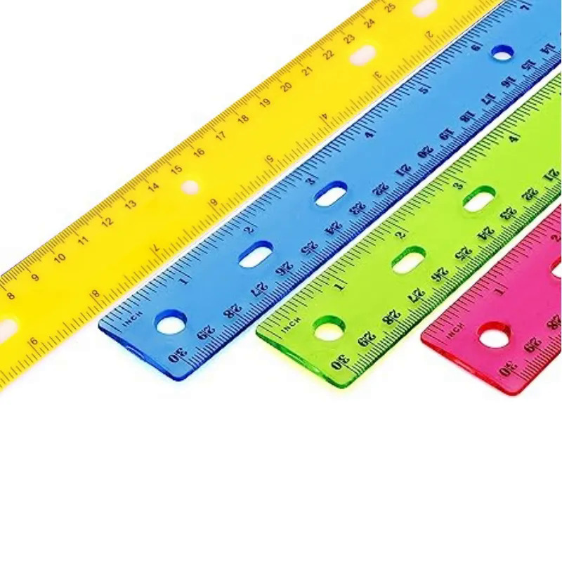 Supplies 4 Plastic Rulers, Bulk Shatterproof 12 Inch Ruler For