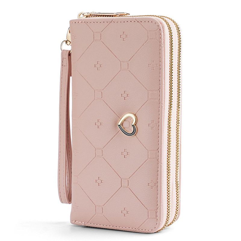 V-shape Printed Fashionable Heart & Metal Decoration Long Wallet