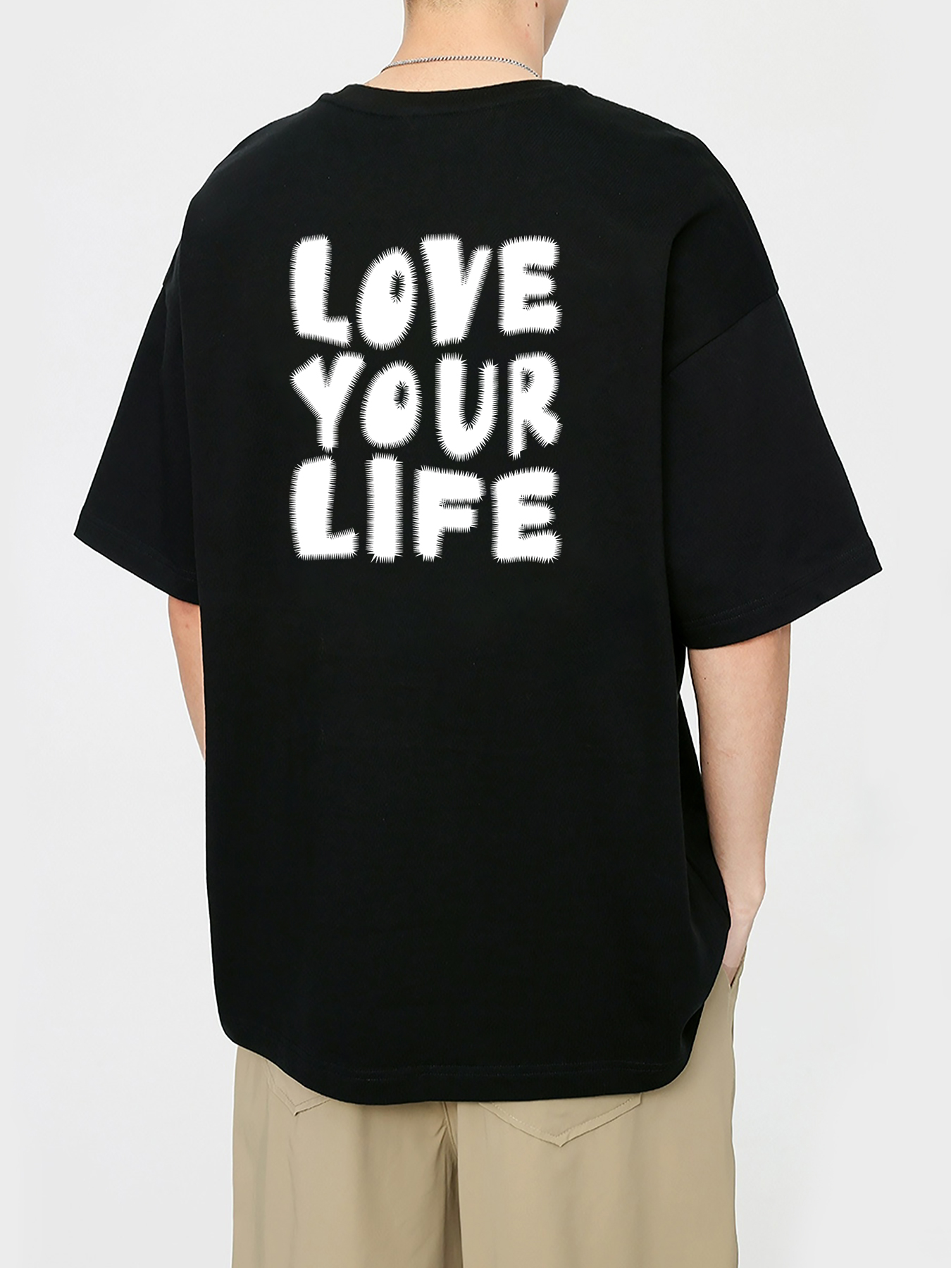 Plus Size Mens Love Your Life No Atlanta Print T Shirt For Summer