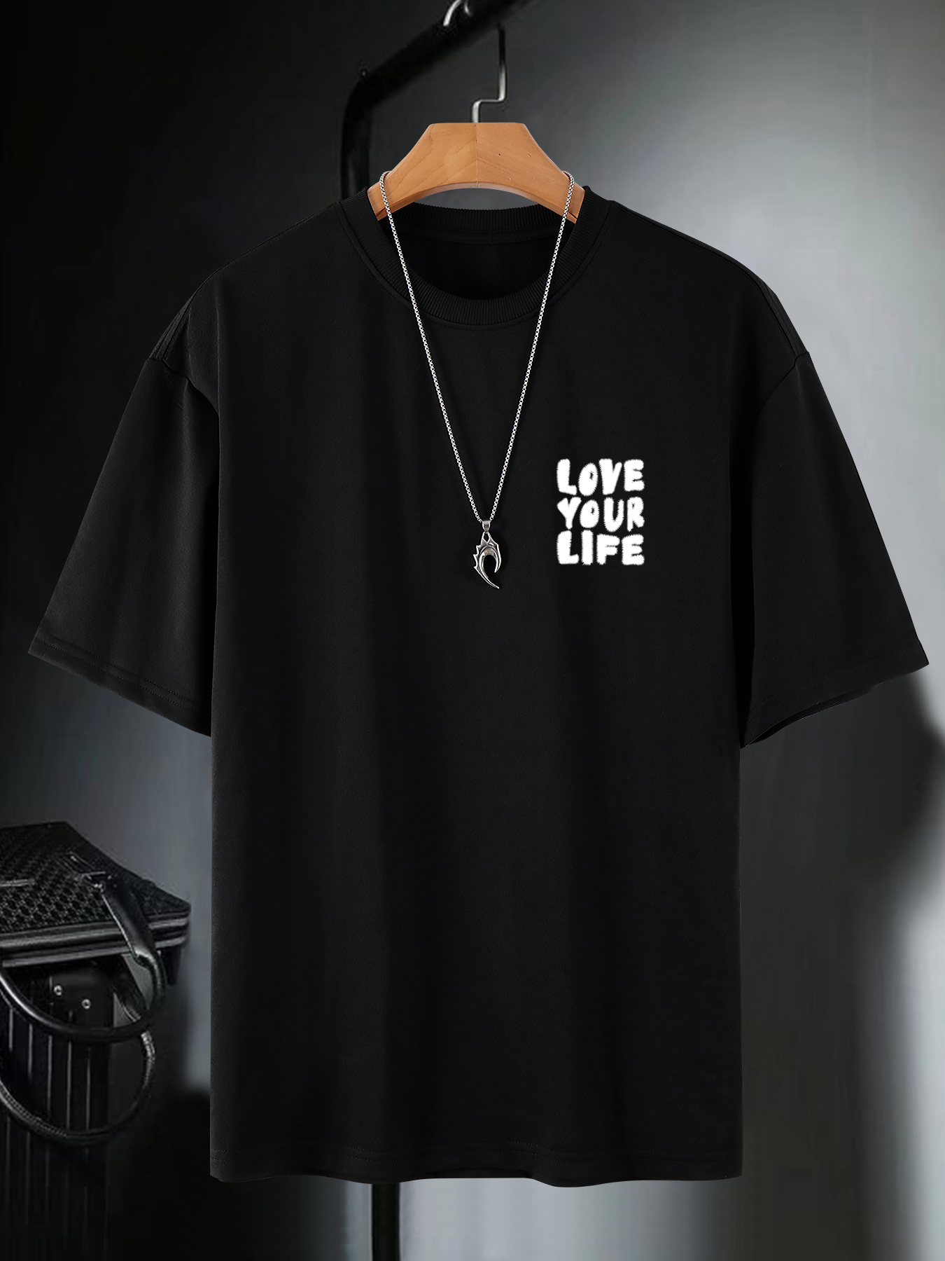 Plus Size Mens Love Your Life No Atlanta Print T Shirt For Summer