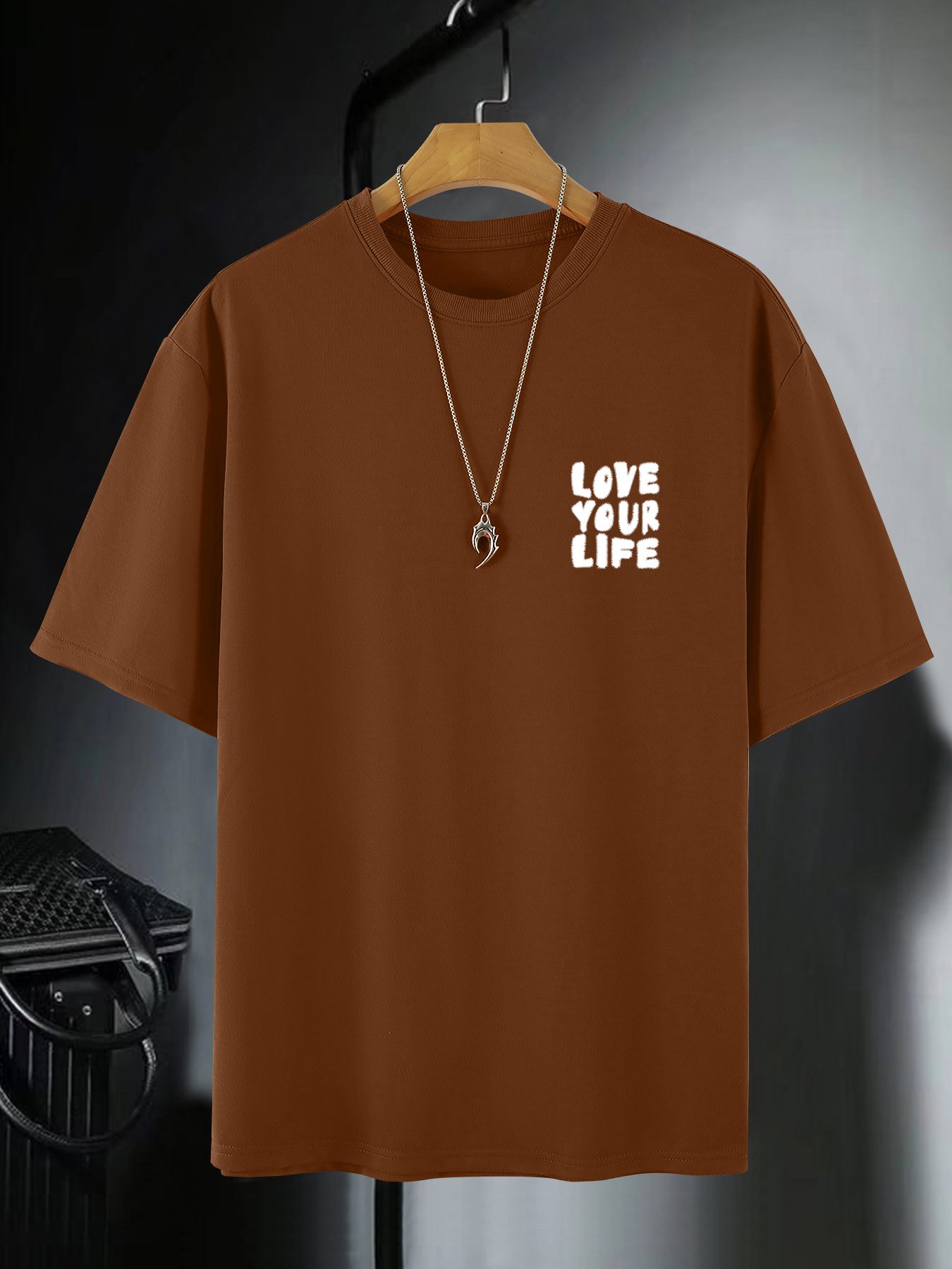 Plus Size Mens Love Your Life No Atlanta Print T Shirt For Summer