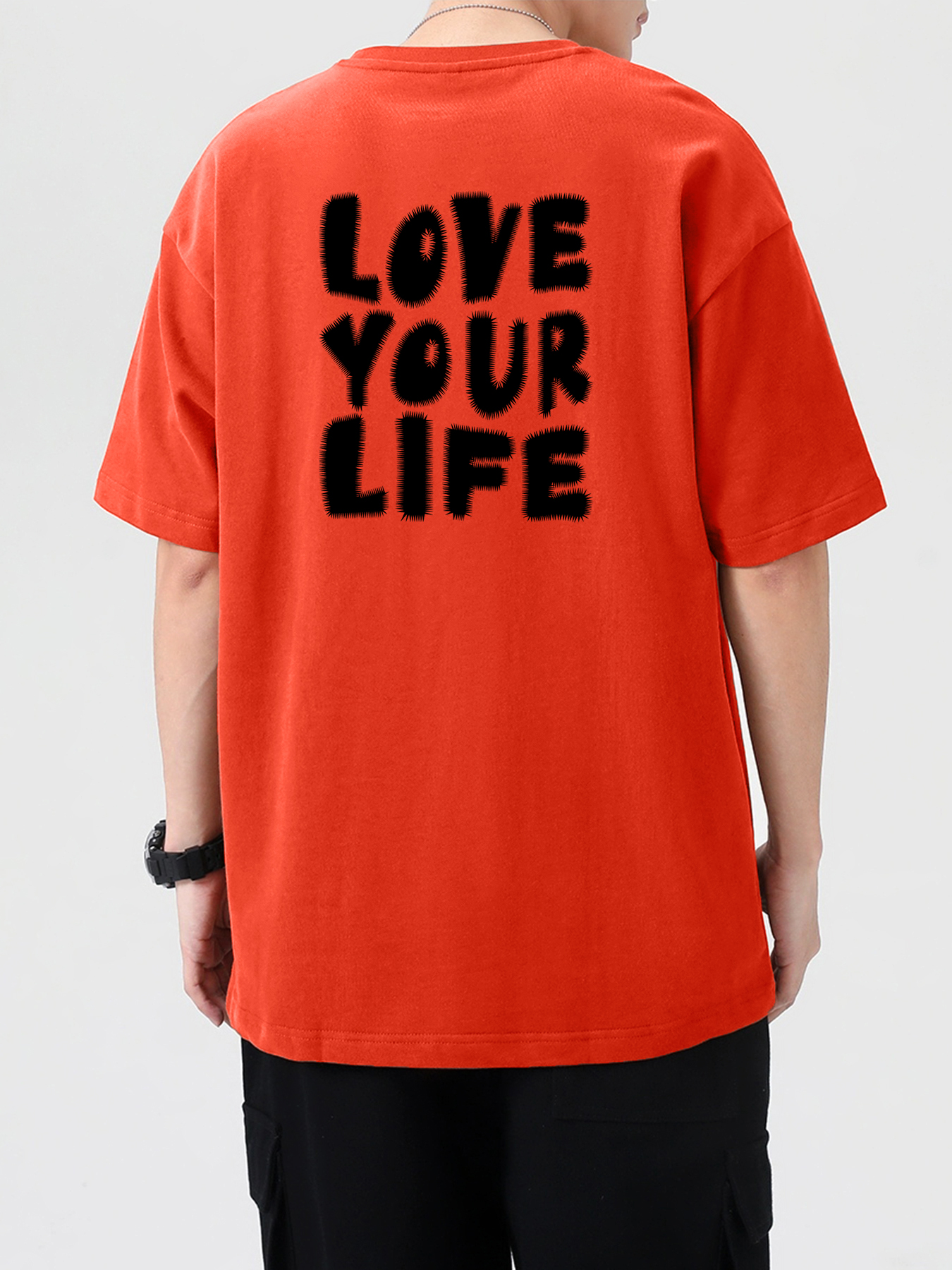 Plus Size Mens Love Your Life No Atlanta Print T Shirt For Summer