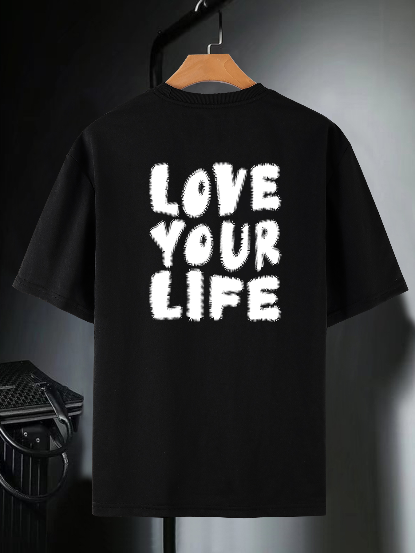 Plus Size Mens Love Your Life No Atlanta Print T Shirt For Summer