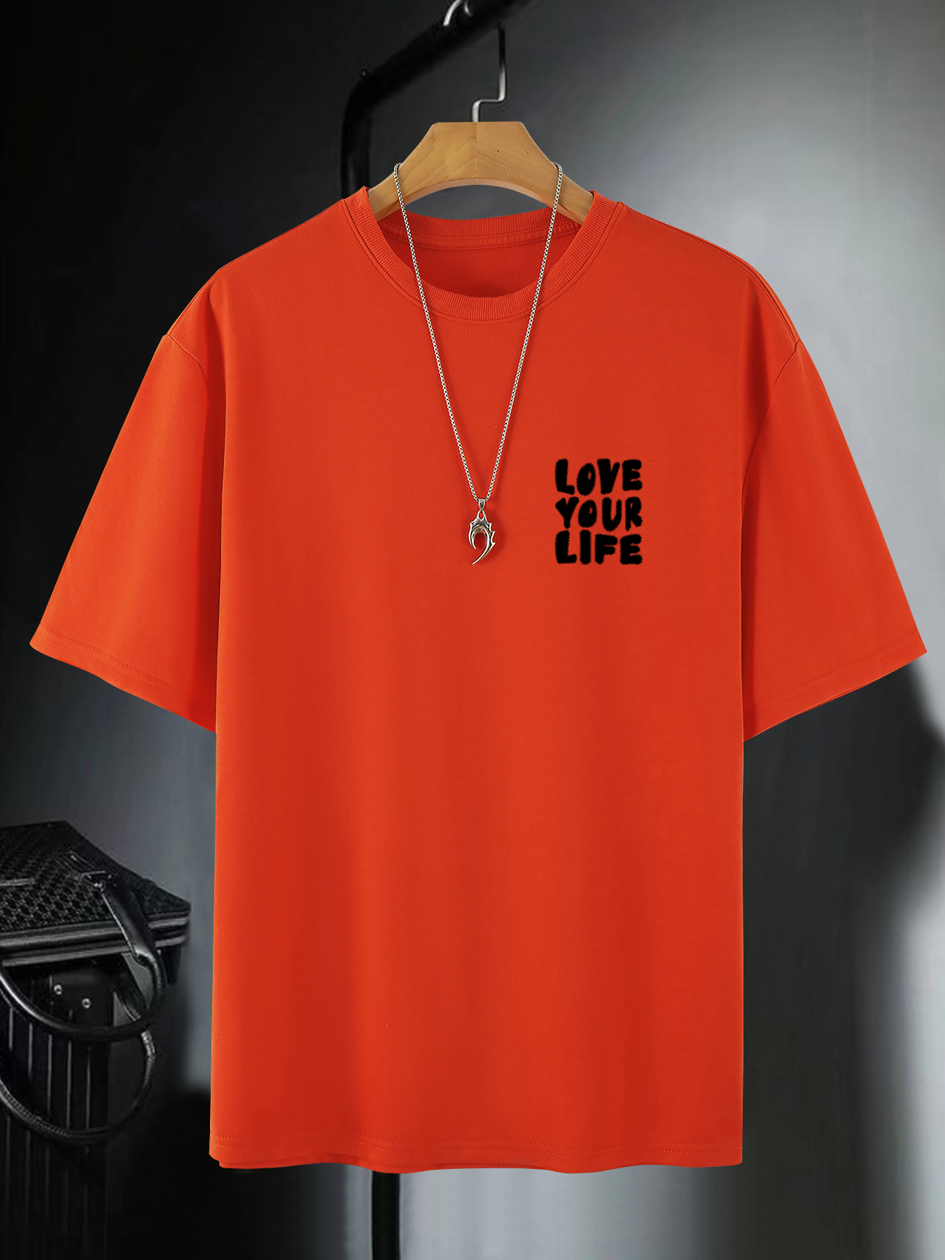 Plus Size Mens Love Your Life No Atlanta Print T Shirt For Summer