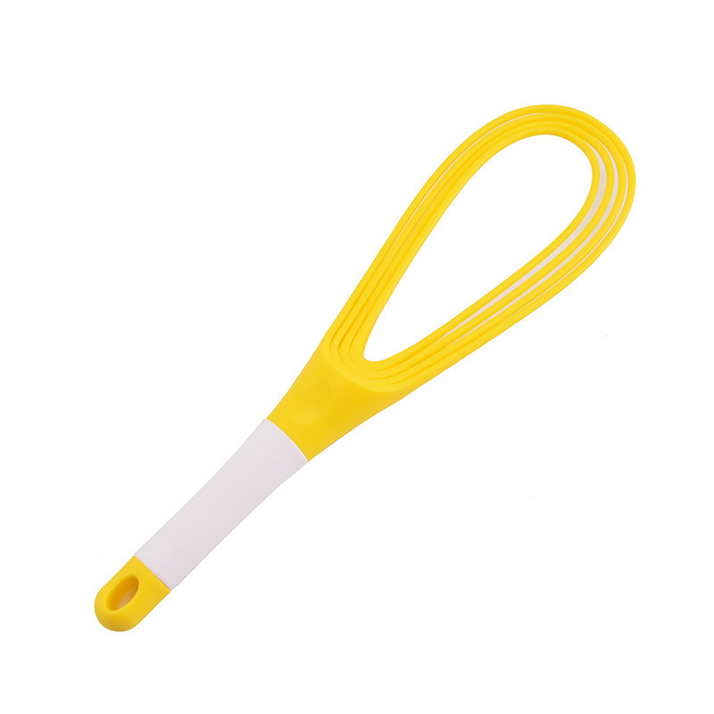 Collapsible 2-In-1 Balloon/Flat Whisk Silicone Coated Steel Wire, Yellow