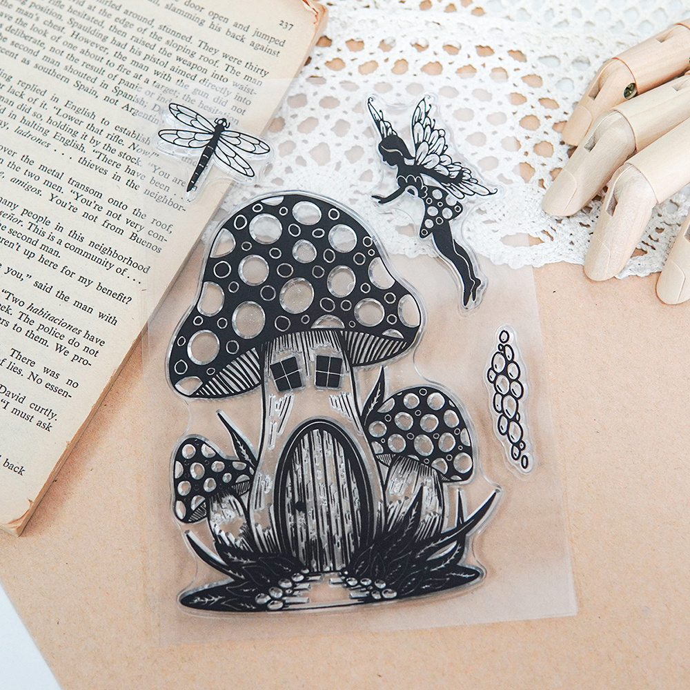Mushroom House Butterfly Fairy Clear Stamps Silicone Stamp - Temu