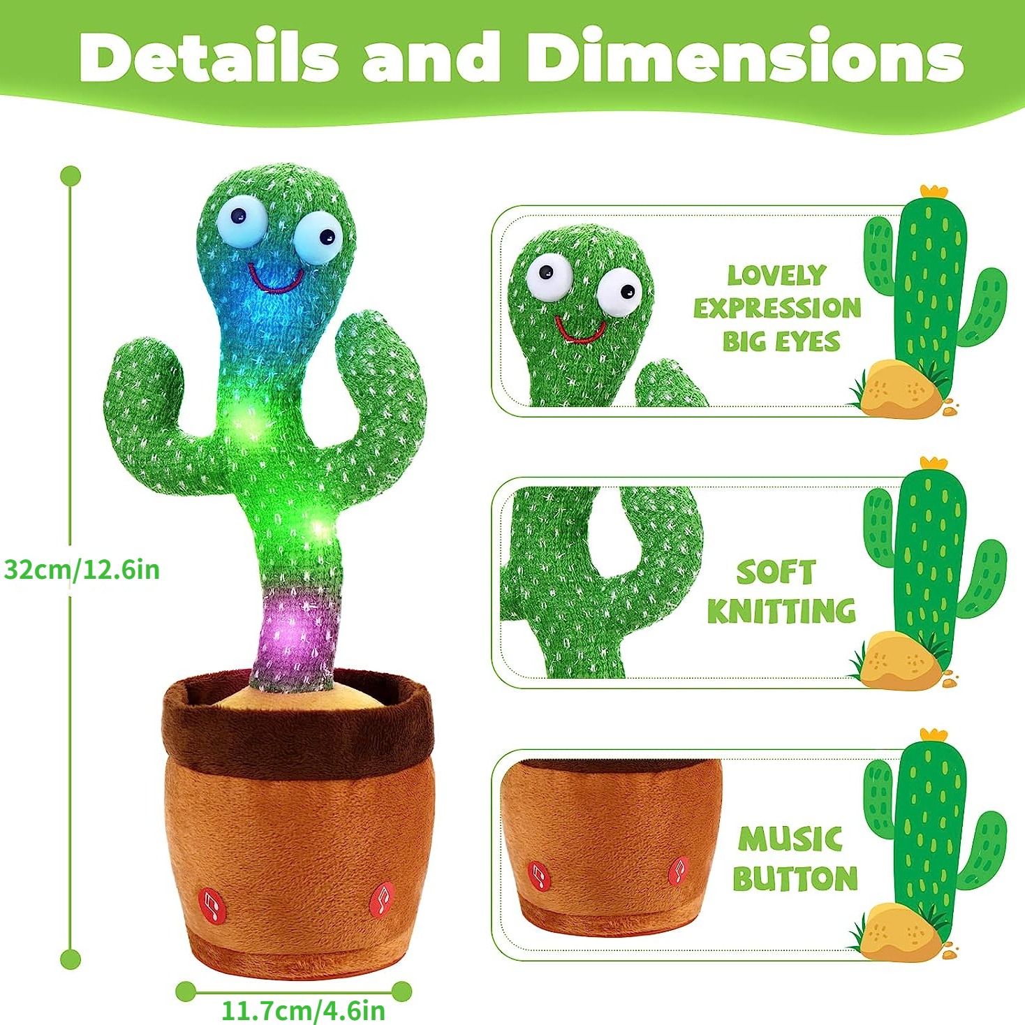 NP Cactus bailarín, juguete de cactus parlante, juguete que imita el cactus  bailarín para niños, repite y graba lo que dices, juguete de cactus para
