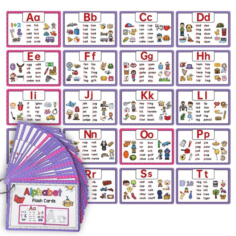 26 Alphabet Phonics CVC Words Learn Flash Cards With The - Temu Belgium