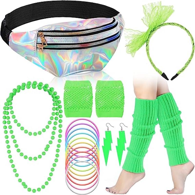 Set Y2k 1980s Clothing Accessories Holographic Waist Bag - Temu