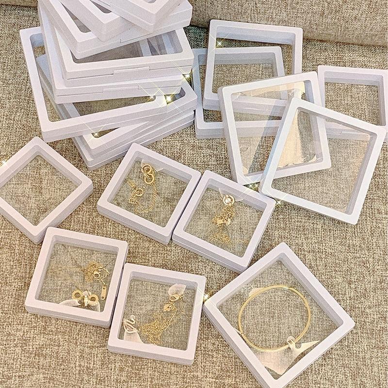 

10pcs 3d Floating Display Case, Flim Storage Box, Dustproof Organizer Display Case, Suspension Storage Display Stand For Jewelry Pendant Necklace Bracelet Ring Coin Pin, Etc Art Supplies