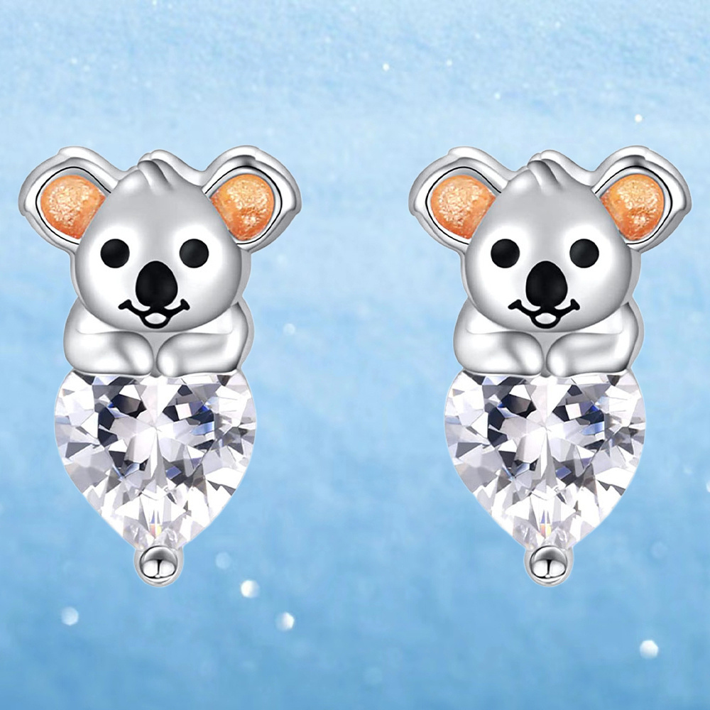 Cute Cartoon Koala Earrings For Ladies And Girls As Birthday - Temu