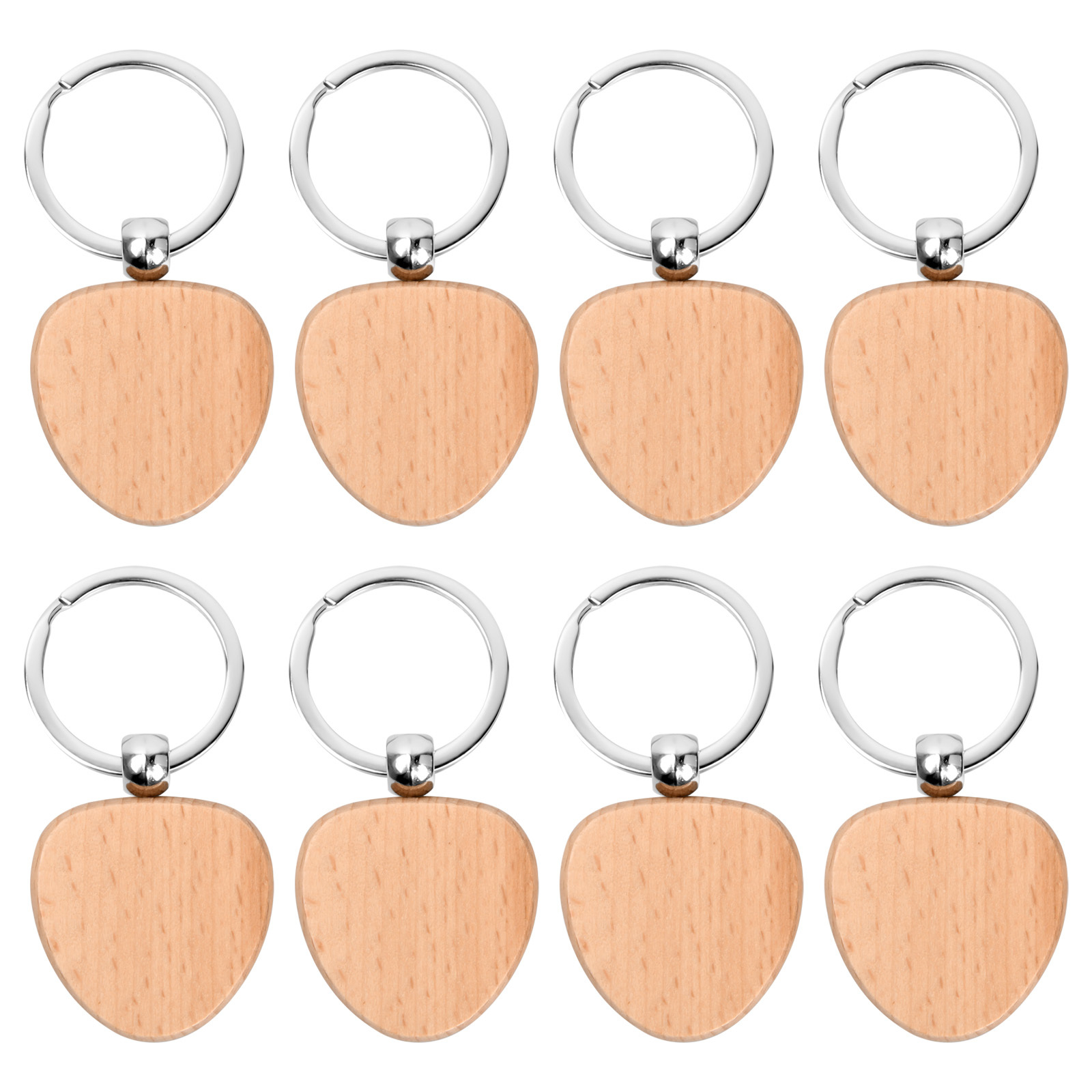 8pcs Wooden Keyring Blank Wooden DIY Keyring For Painting