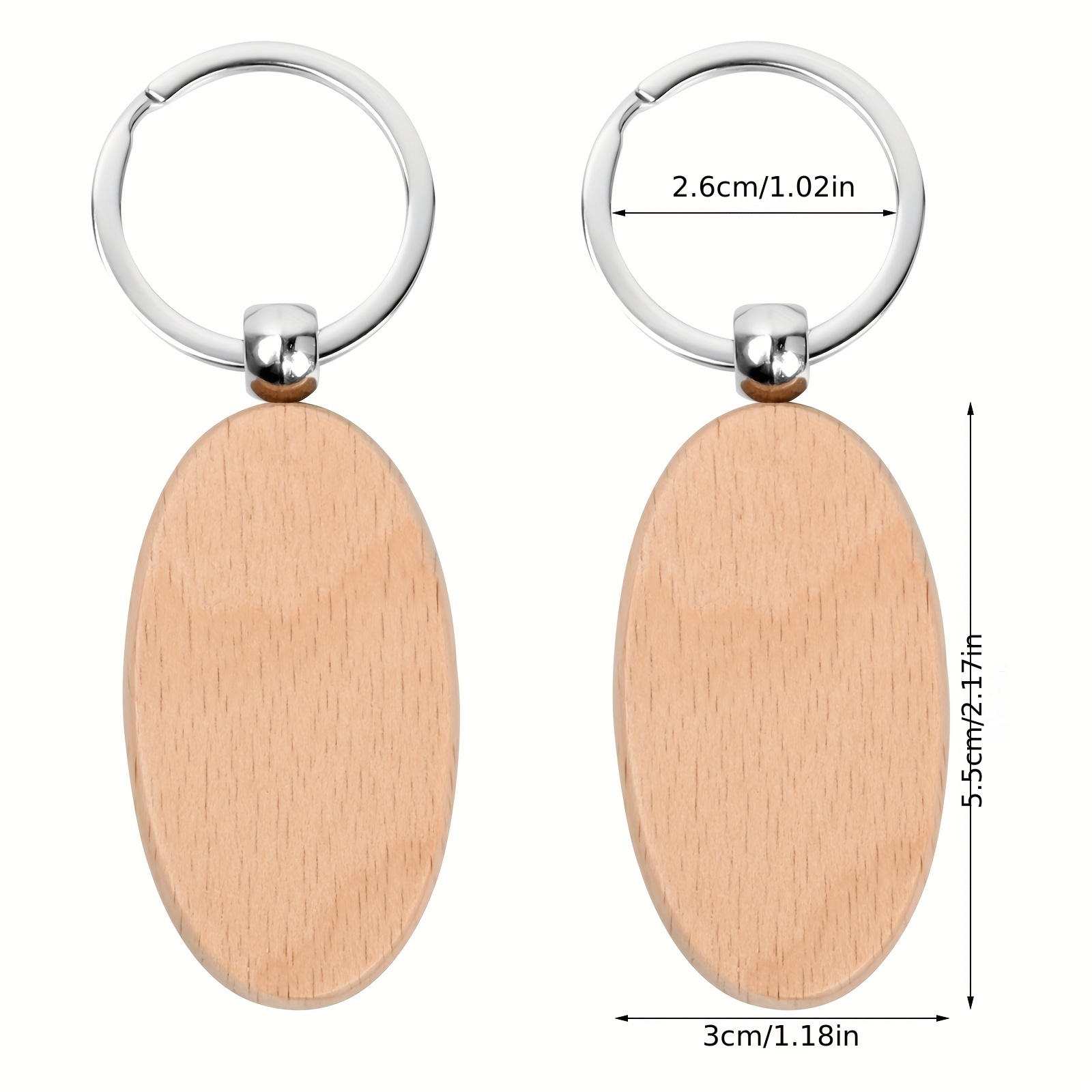 8pcs Wooden Keyring Blank Wooden DIY Keyring For Painting