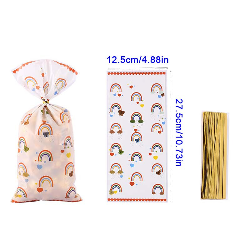 Rainbow Candy Bag Cookie Baking Packaging Bag 100pcs