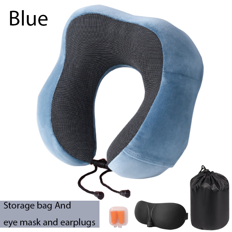 Portable U-Shape Memory Foam Travel Pillow With Storage Bag