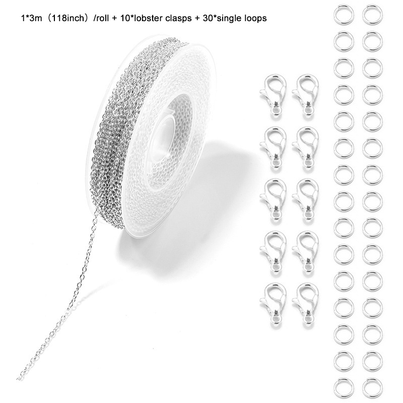 Image of Jewelry Making Chain Kit With 0.08*0.12inch Iron Twisted Cross Chain Electroplating Chain And Reel Lobster Clasps Jump Rings For Necklace Bracelet Accessories Making Set, Golden Diy