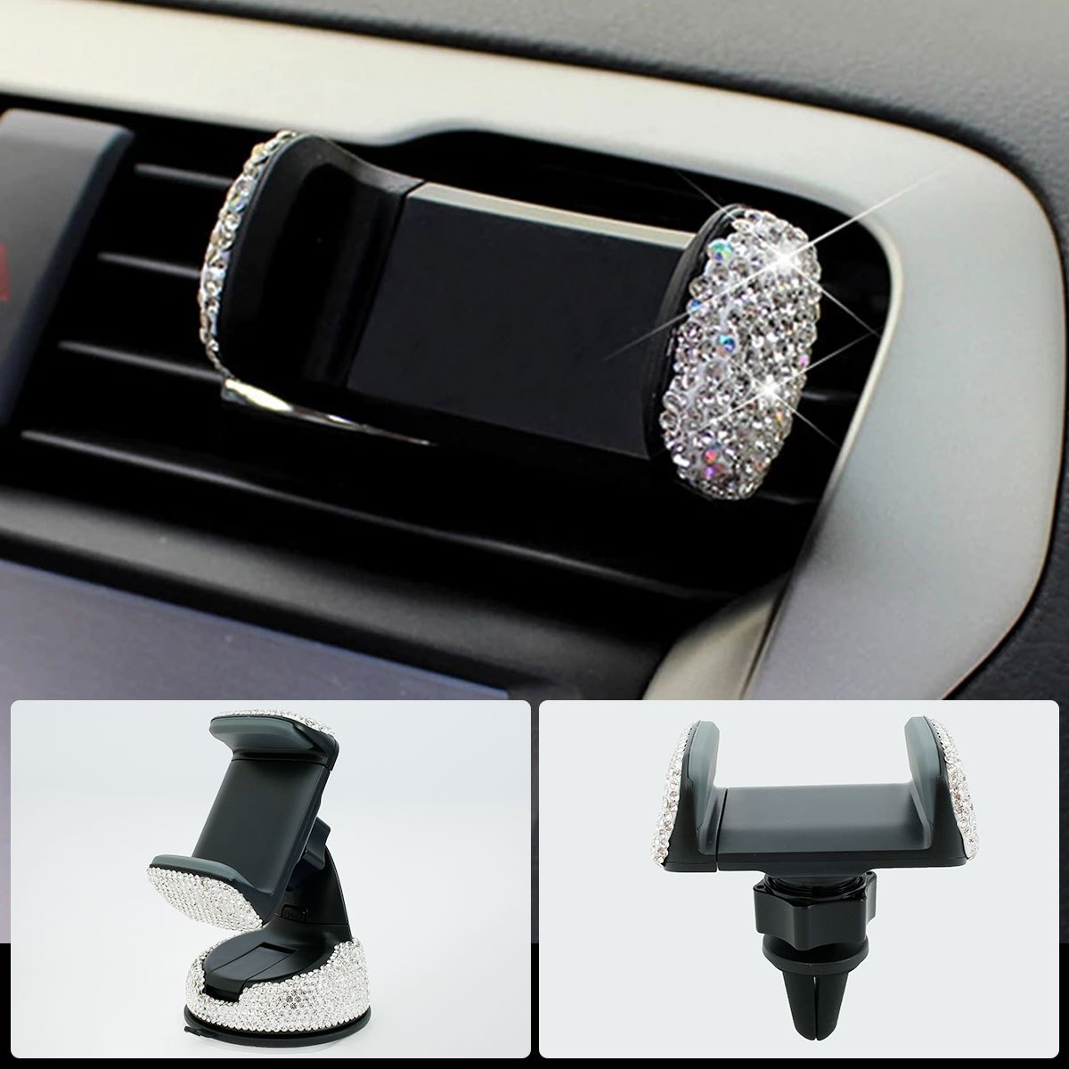 Car Accessories For Women Interior Bling Dual Usb Car Charger Glitter  Mobile Phone Holder For Car Headrest Temu