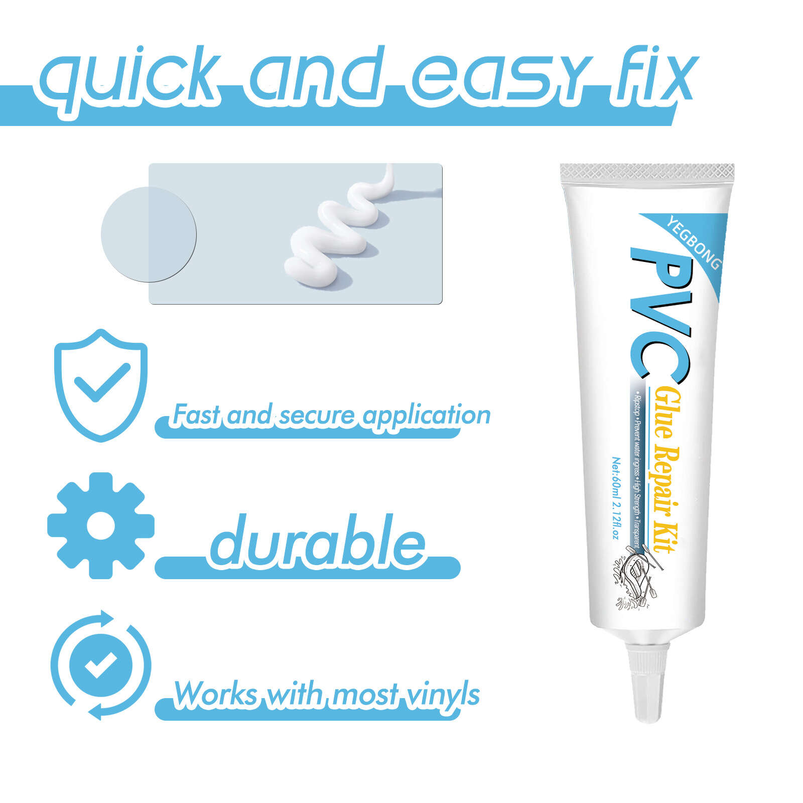 3pcs Pool Repair Kit Transparent Bonding Repair Subsidy