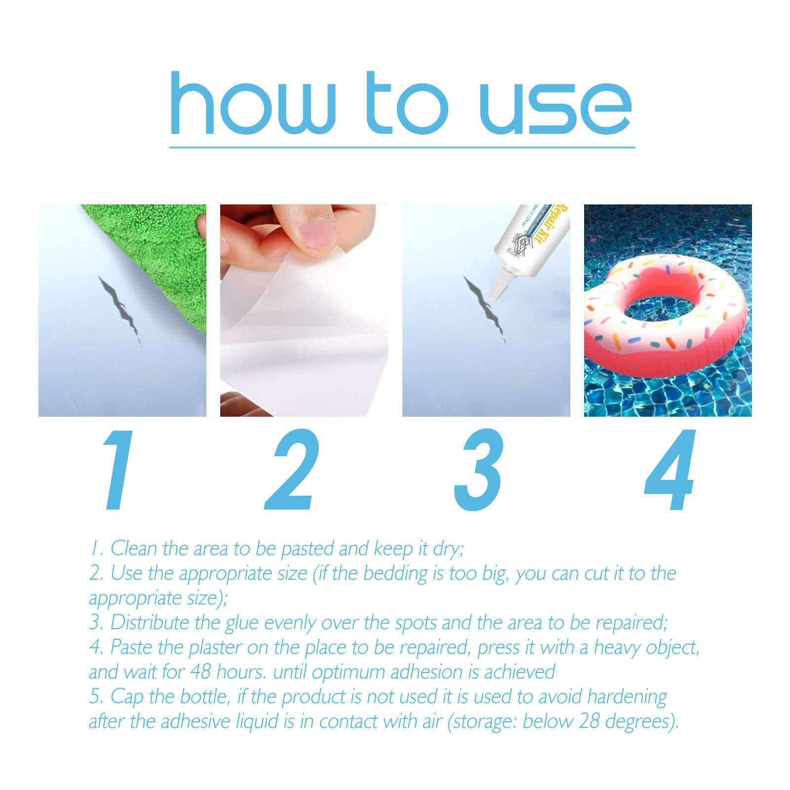 3pcs Pool Repair Kit Transparent Bonding Repair Subsidy