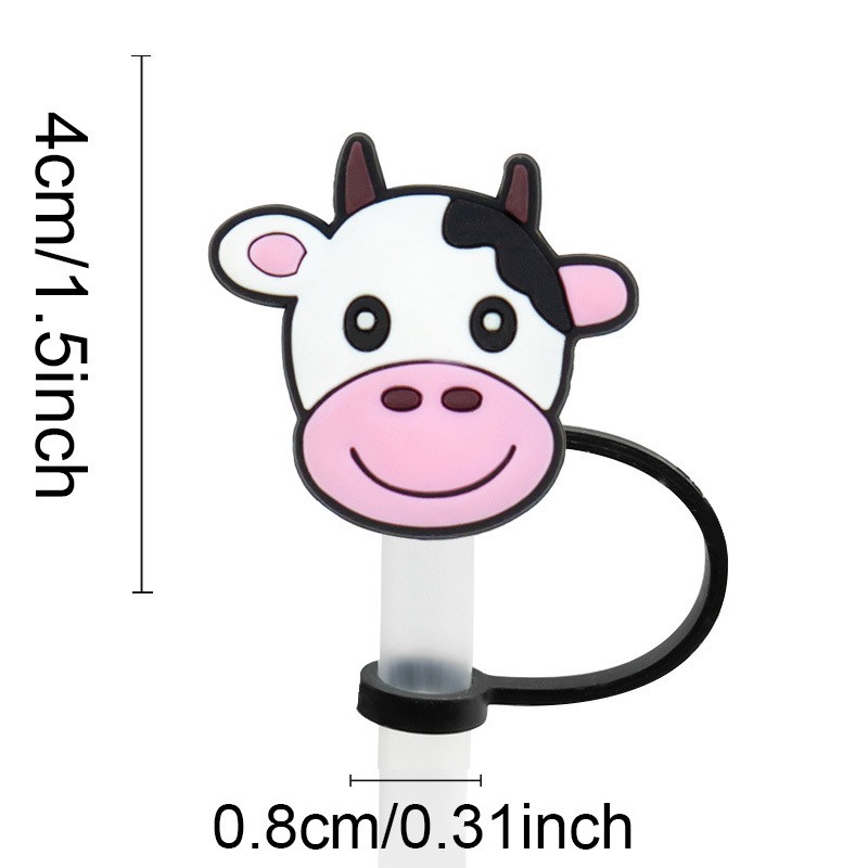 Straw Tips Cover Anime Cow Straw Tips Cover Cute Reusable - Temu