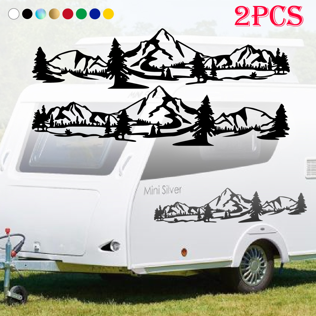 

2pcs Car Stickers Mountain Forest Decal Auto Side Body Stickers Waterproof Decorative Motorhome Camper Van Decal