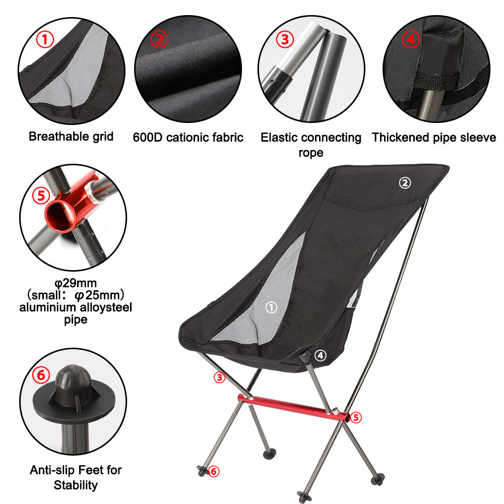 1pc Ultralight Folding Chair Detachable Camping Moon Chair