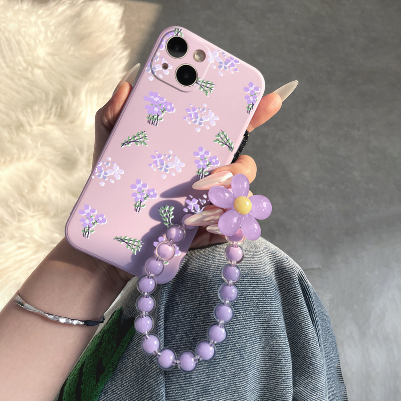 

Phone Case With Lanyard Purple Tulip Pattern Phone Case For Iphone 11 14 13 12 Pro Max Xr Xs 7 8 6 Plus Mini Czz Luxury Cover Protective Car Shockproof Compatible Bumper Graphic Purple Phone Cases