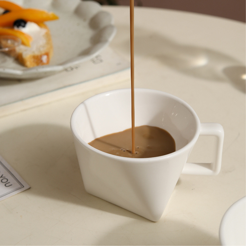 High Beauty Water Cup Triangle Coffee Cup Mug Temperament - Temu