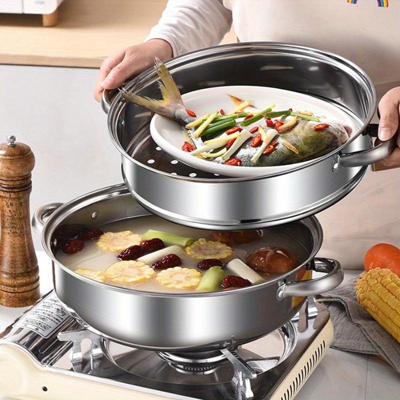 Food Steamer 3 Tier Stainless Vegetable Steamer Pot Three Layer