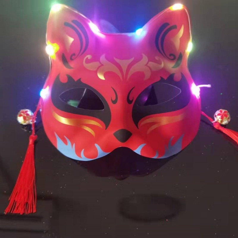 Personality Animal Mask Half Face Hand painted Cat Fox Mask - Temu
