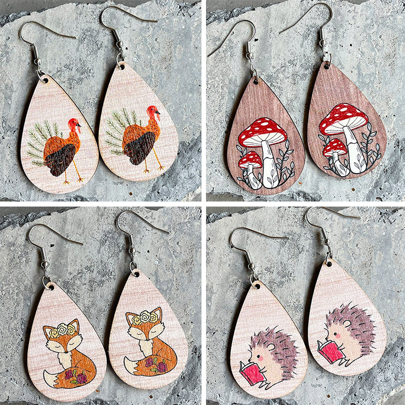 Lovely Animal Design Waterdrop Earrings Rabbit Pig Owl Tiger - Temu