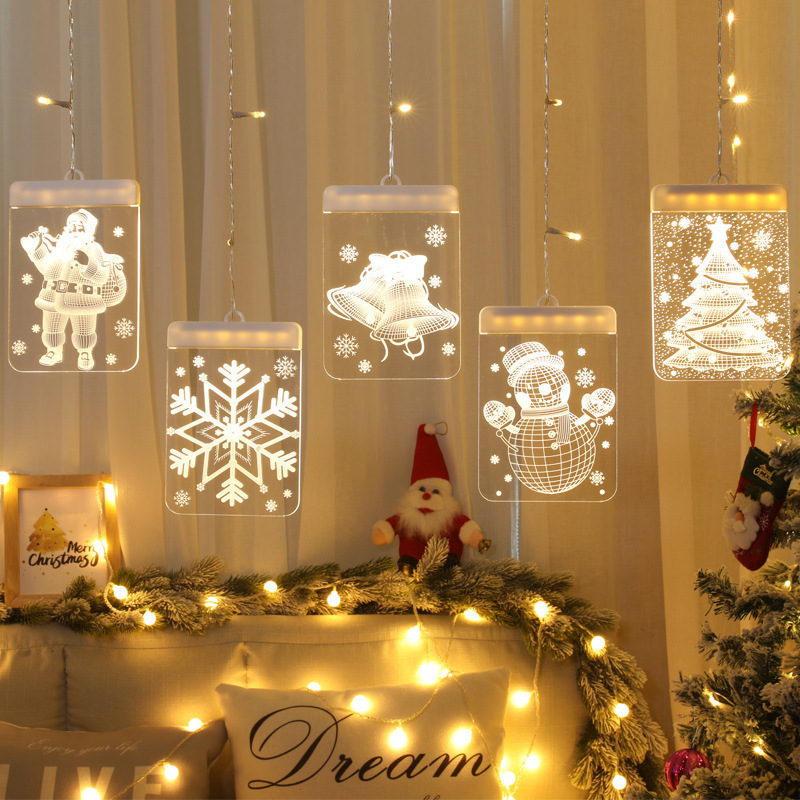 3pcs Décorations de lumières de fenêtre de Noël, Fenêtre de Noël