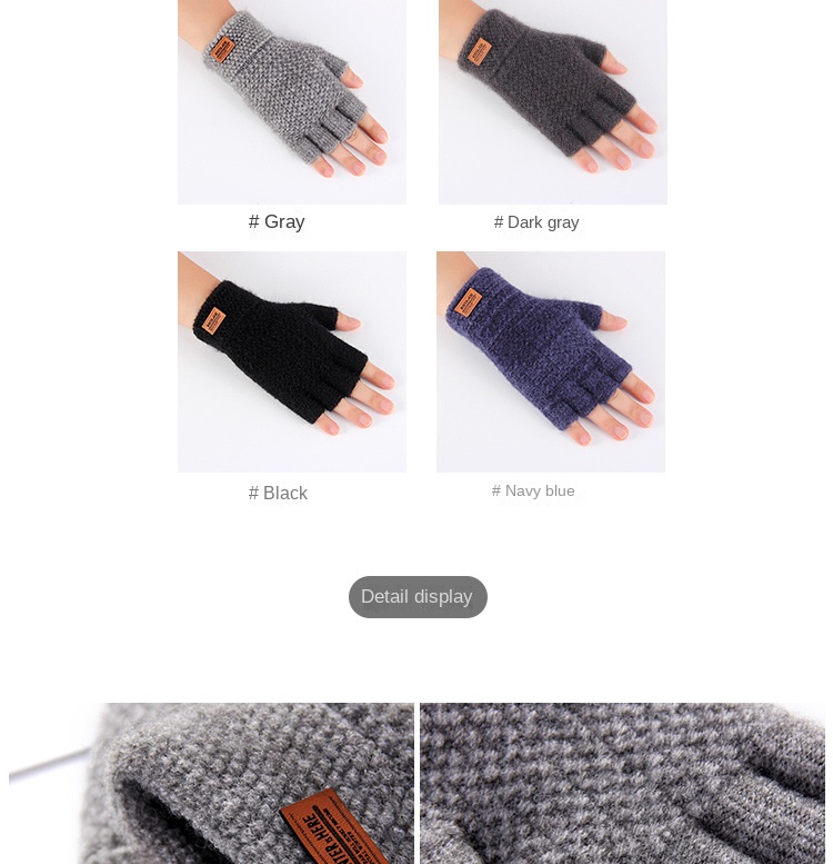 1 Par Guantes Medio Dedo Hombre, Guantes Tejidos Terciopelo Cálidos Prueba  Frío Montar En Moto, Manoplas Sin Dedos Ideal Otoño Invierno - Joyería  Accesorios - Temu