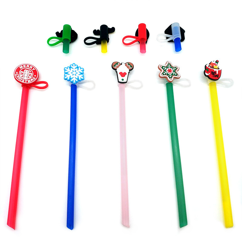 Straw Tips Cover, Reusable Straw Toppers, Cute Cow Silicone Straw Sleeve ,  Kawaii Straw , For Party Favor Bags,birthday Party, Friends Gathering,  Dustproof Straw Covers For Staw, Party Supplies, Part Decor, Halloween