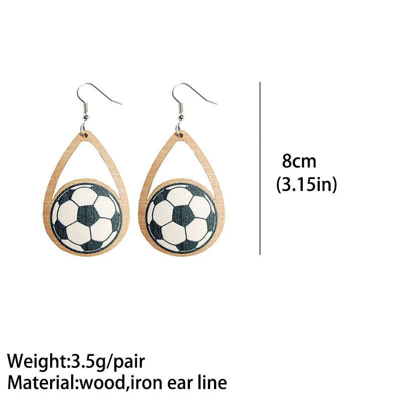 Girl's Football Earrings Water Droplets Hollowed out Wooden - Temu