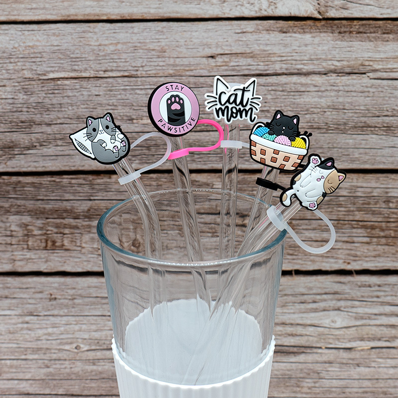 Straw Tips Cover Reusable Straw Toppers Cute Anime Silicone - Temu