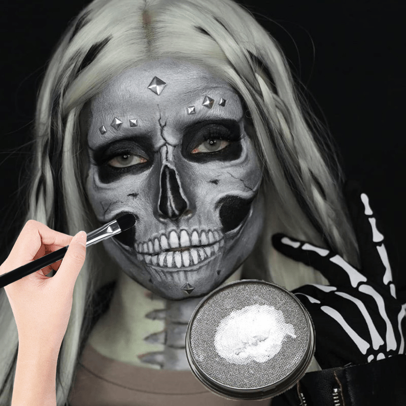 Black White Face Body Paint Professional Water Based Activated Body Face  Paint Washable Halloween Makeup Palette Kit for Halloween Skeleton Vampire
