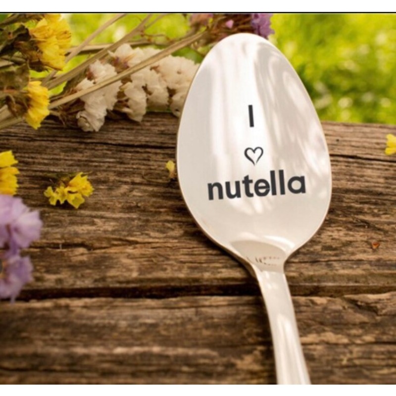 Couteau Nutella personnalisé estampillé à la main, cuillère ou ensemble /  Cadeau pour les amateurs de Nutella / Cuillère Nutella / Couteau