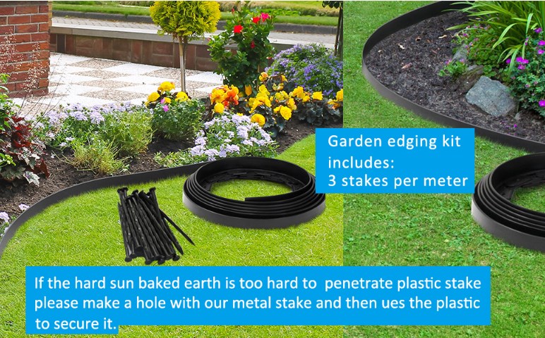 Garden Landscape Edging Kit Garden Edging Coil Comes Spikes - Temu ...