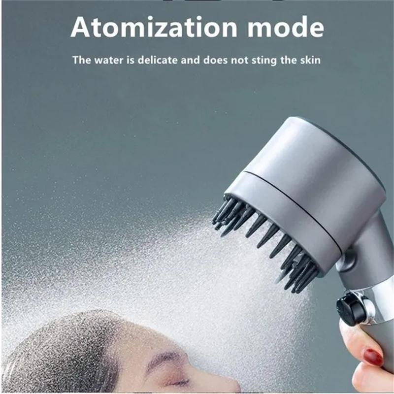 3 Modes Shower Head With Filter, High Pressure Water Saving Massage Body  Scalp Bath Spa Hair Brush Shower Nozzle, Bathroom Accessories - Temu