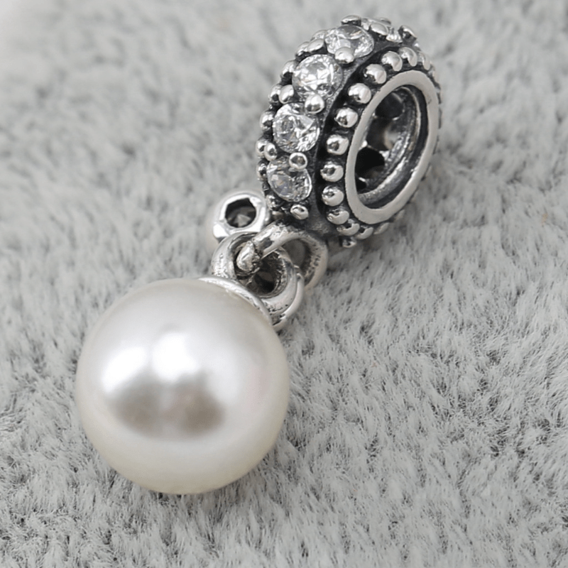 20pcs White Imitation Pearl Charms Pendant with Rhinestone DIY Jewelry, Jewels Earrings Bracelets Making,Temu